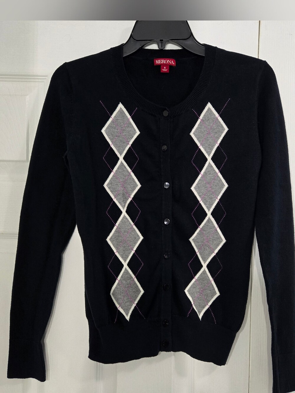 Merona Argyle Button Up Cardigan Sweater Size Small